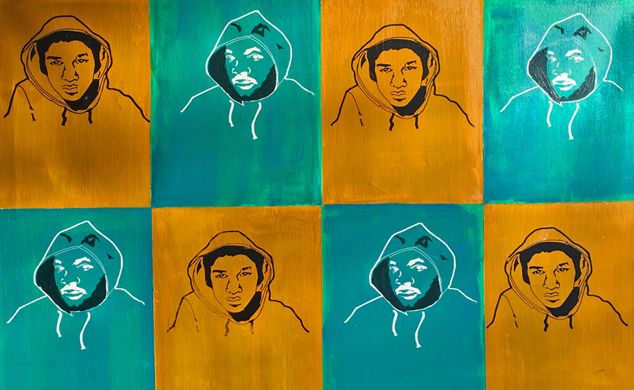 Trayvon-Martin I, Silkscreen and acrylic, 40 x 30 inch