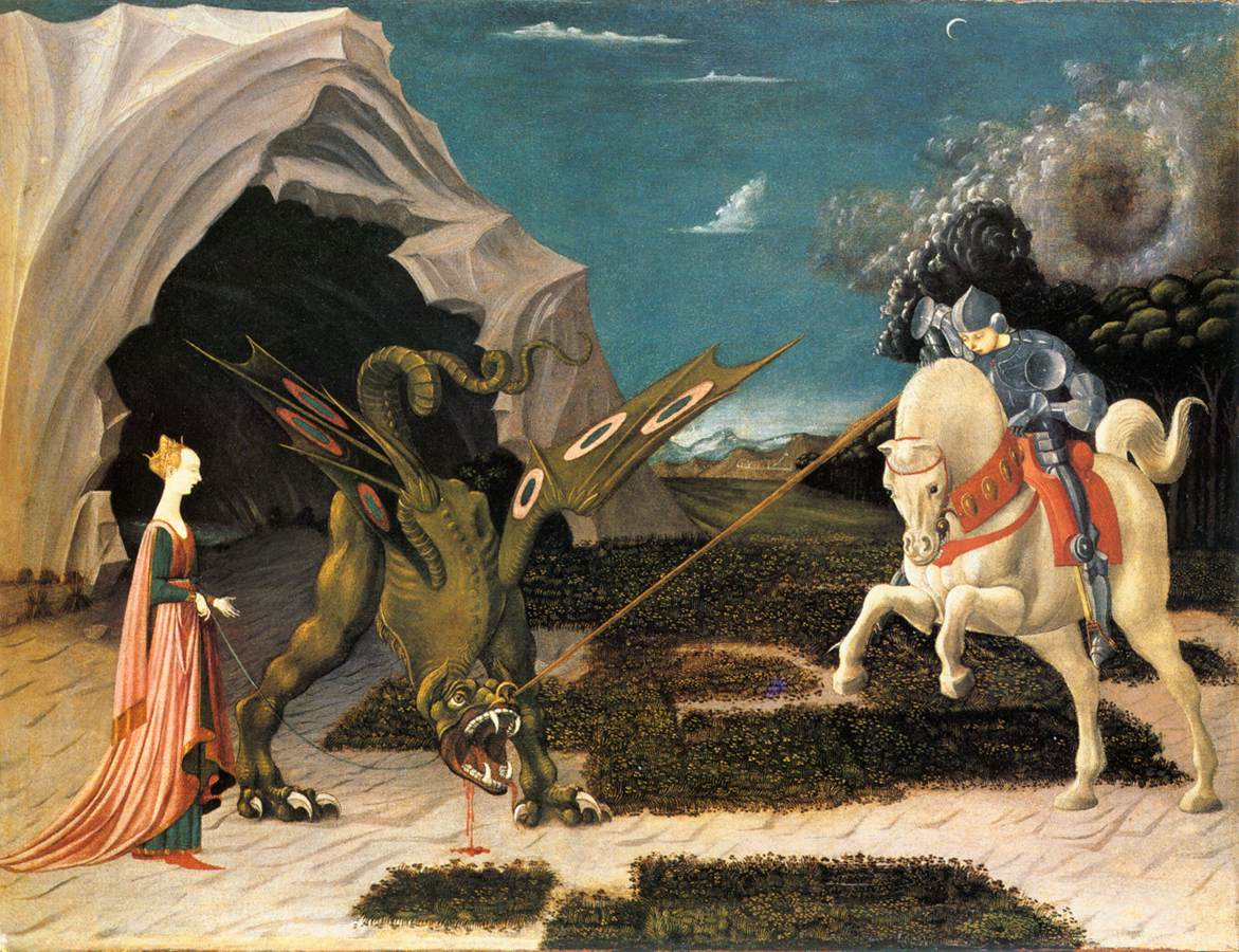 Uccello, Paolo (1456) St. George and the Dragon Oil on canvas, 57 x 73 cm, National Gallery, London