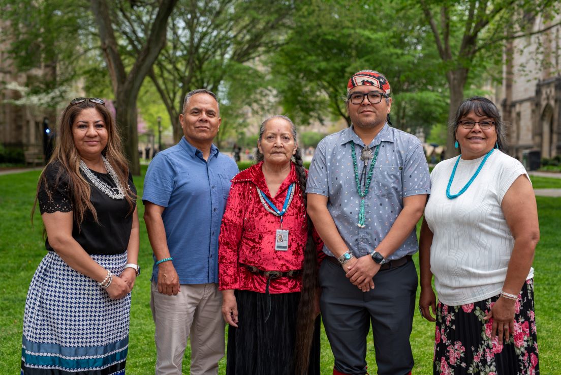 Navajo Nation Team at the Organizational Session, May 2025. (From left to right: Miranda Clauschee, Marc Hillis, Jolene Smith, Garrick Yazzie, and Priscilla Black).
