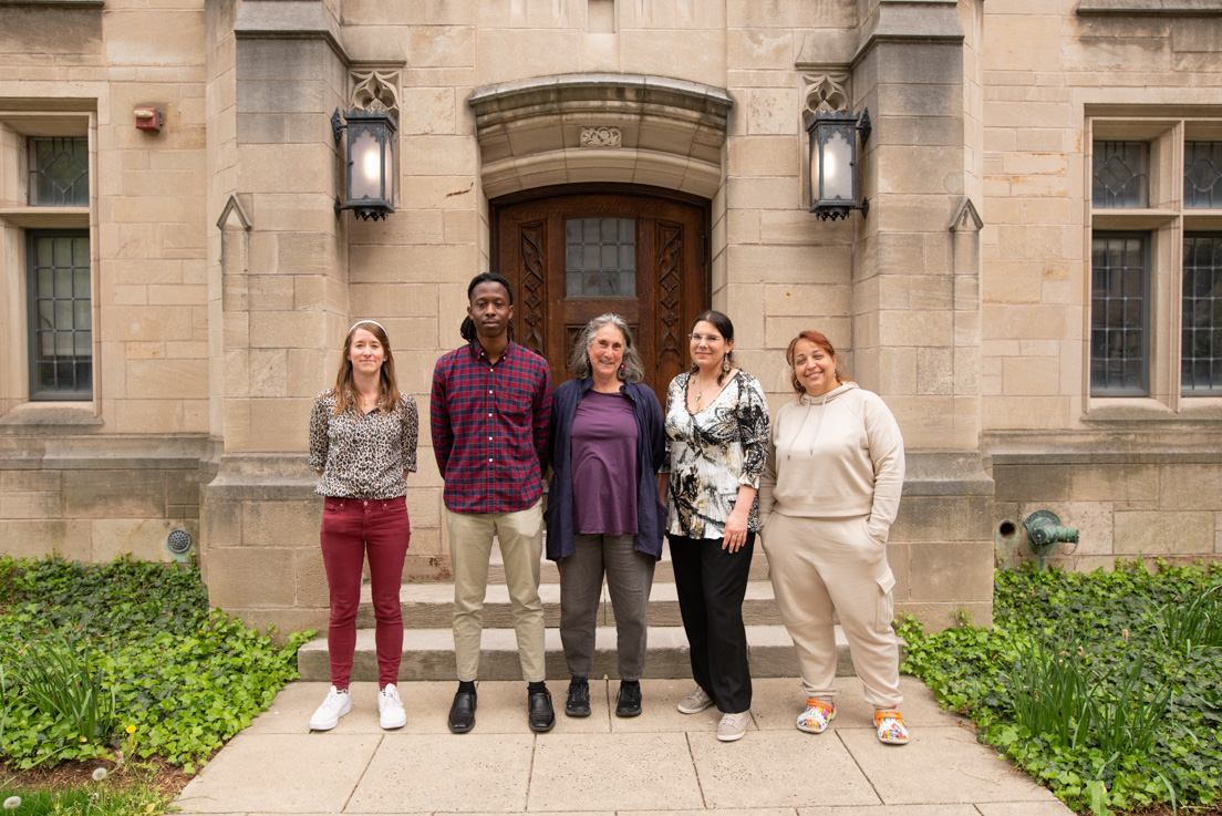 Philadelphia Team at the Organizational Session, May 2024. (From left to right: Chloe Glynn, Tyriese Holloway, Anna Herman, Danina Garcia, and Alima Saffell McKnight)