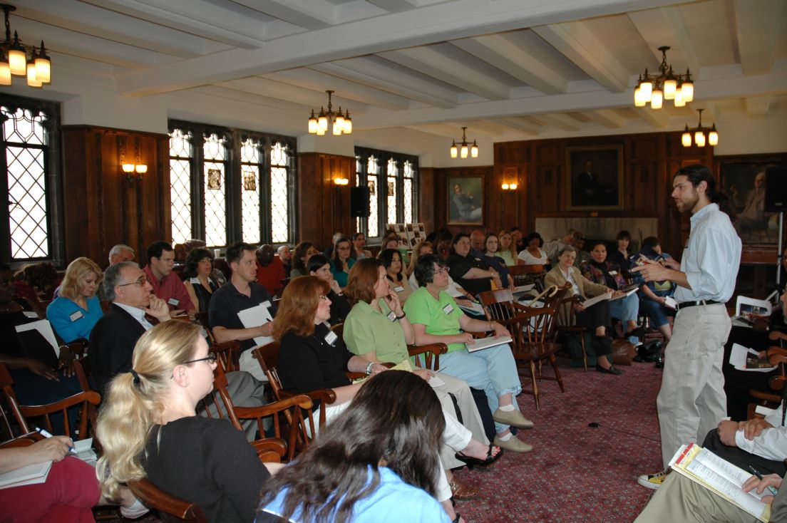 Opening Meeting at the Organizational Session, May 2006. (Standing: National Fellow Justin M. Boucher, New Haven.)