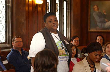 Opening Session at the Organizational Session, May 2005. (Left to right: National Fellows Charles B. Avery, Jacksonville; Carolyn D. Clark, Richmond; Kinta C. Flemming, Jacksonville; Eric J. Laurenson, Pittsburgh; Keysiah M. Middleton, Philadelphia; and Elouise E. White-Beck, Pittsburgh.)