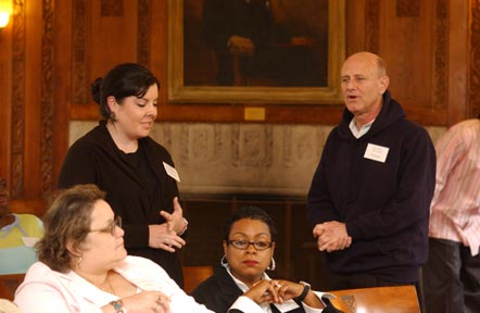 Opening Session at the Organizational Session, May 2005. (Left to right: National Fellows Mildred M. Espree, Houston; Cary A. Brandenberger, Wilmington; Monica J. Jackson, Houston; and Raymond Theilacker, Wilmington.)