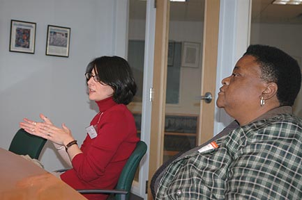 Richmond Team meeting at the Organizational Session, May 2005.  (Left to right: National Fellows Clary W. Carleton and Carolyn D. Clark.)