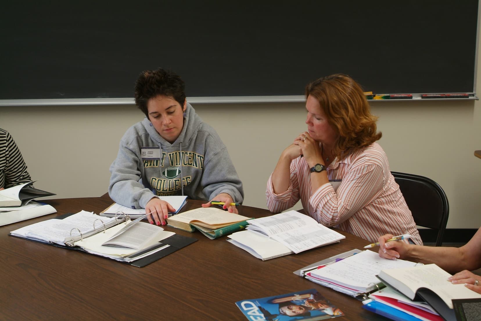 The national seminar on &quot;Across the Curriculum with Detective Fiction for Young People and Adults,&quot; July 2007. (Left to right: National Fellows Jessica Colbert, Pittsburgh; and Ella M. Boyd, Charlotte.)