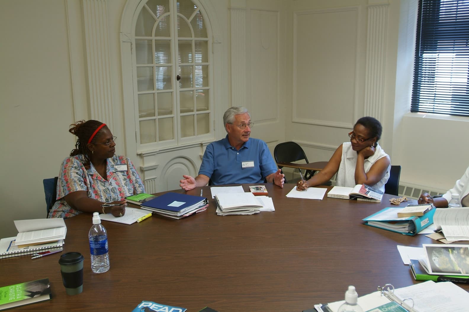 The national seminar on &quot;Across the Curriculum with Detective Fiction for Young People and Adults,&quot; July 2007. (Left to right: National Fellow Christine Shaub, New Castle County; seminar leader Paul H. Fry; and National Fellow Deborah Denise Dabbs, Houston.)