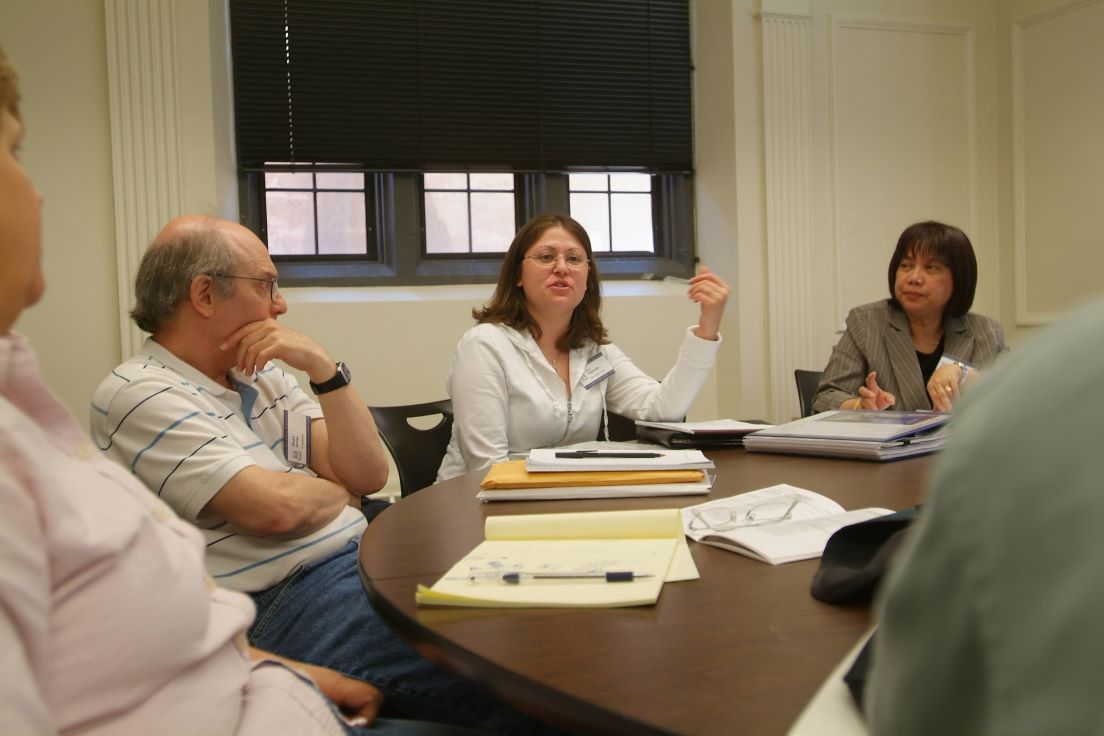 The national seminar on &quot;The Science and Technology of Space,&quot; July 2007. (Left to right: National Fellows Debra Blake Semmler, Charlotte; Stuart Surrey, Philadelphia; Lori Paderewski, New Castle County; and Francisca Eunice Rebullida, Houston.) 