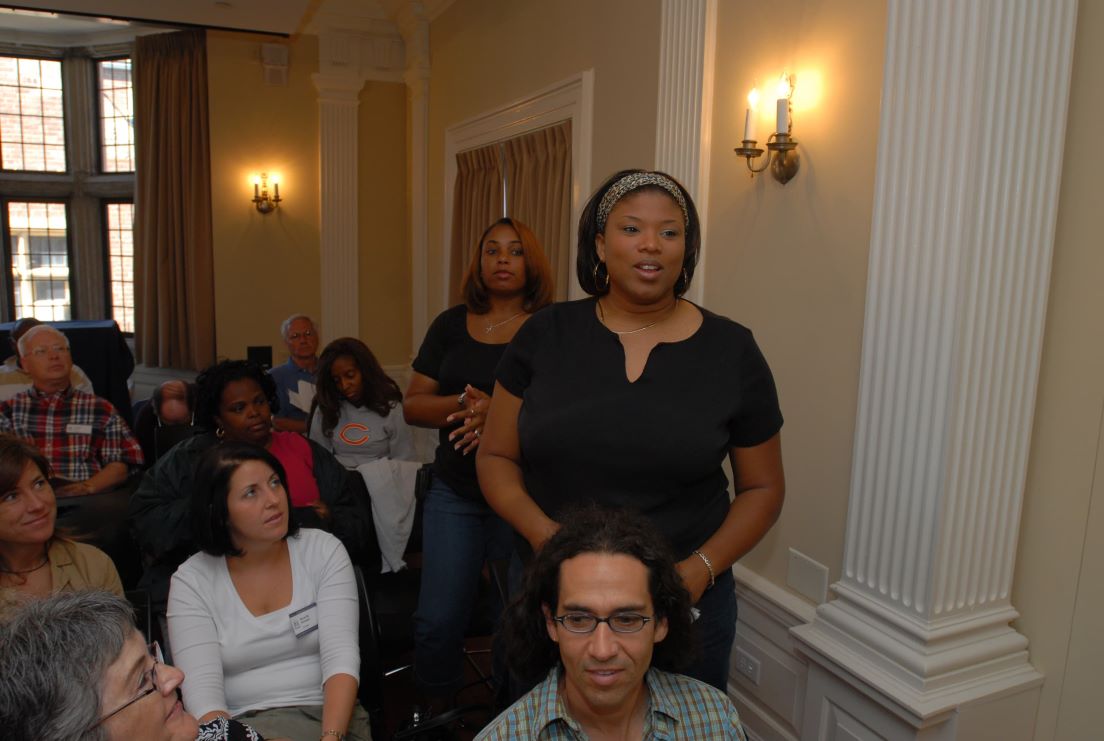 Opening Meeting at the Intensive Session, July 2007. (Standing, left to right: National Fellows Tanya Shannon and Susan Hillary Buckson Greene, Atlanta.)