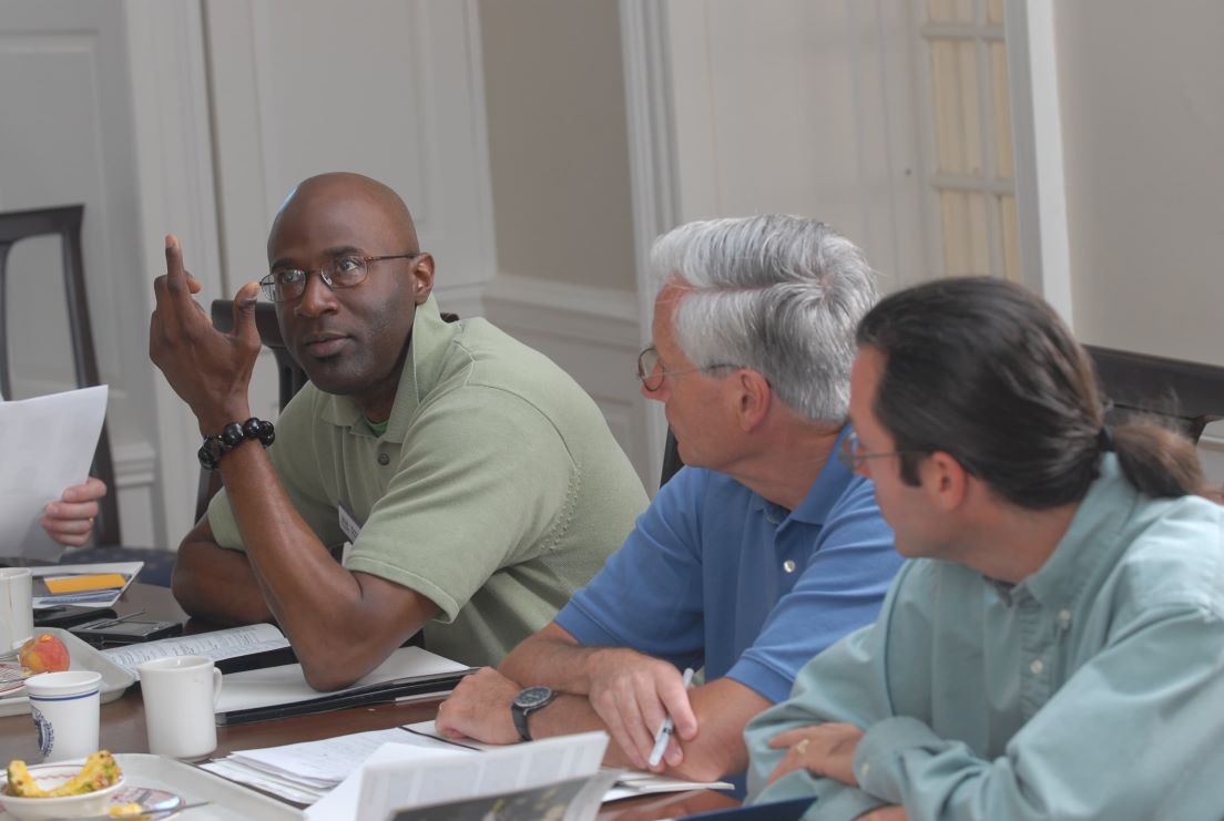 National seminar leaders and Coordinators meeting at the Intensive Session, July 2007. (Left to right: Coordinator Samuel A. Reed, Philadelphia; seminar leader Paul H. Fry; Coordinator Eric James Laurenson, Pittsburgh.)