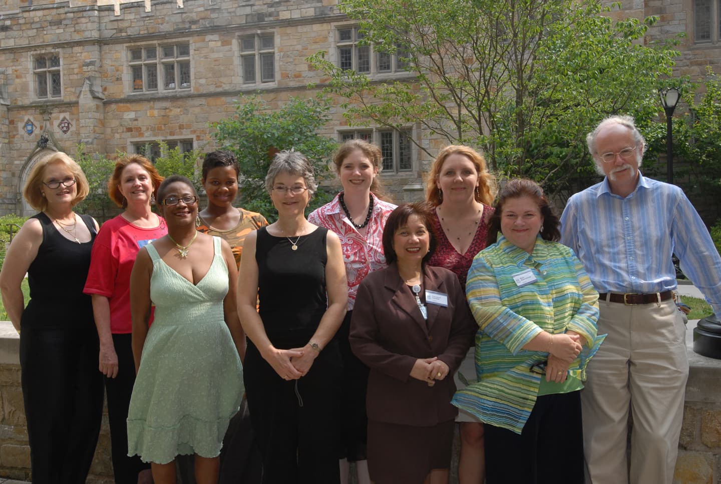 Houston Team at the Intensive Session, July 2007. (Left to right: National Fellows Kathy Howell Zimbaldi, Georgia Redonet, Deborah Denise Dabbs, and Ane Nyoka Ebie-Mouton; Cynthia A. Freeland, Professor of Philosophy, University of Houston; National Fellows Melissa Boddie, Francisca Eunice Rebullida, Karlene E. McGowen, and Mayra Muller-Schmidt; and Michael Field, Professor of Mathematics, University of Houston.)