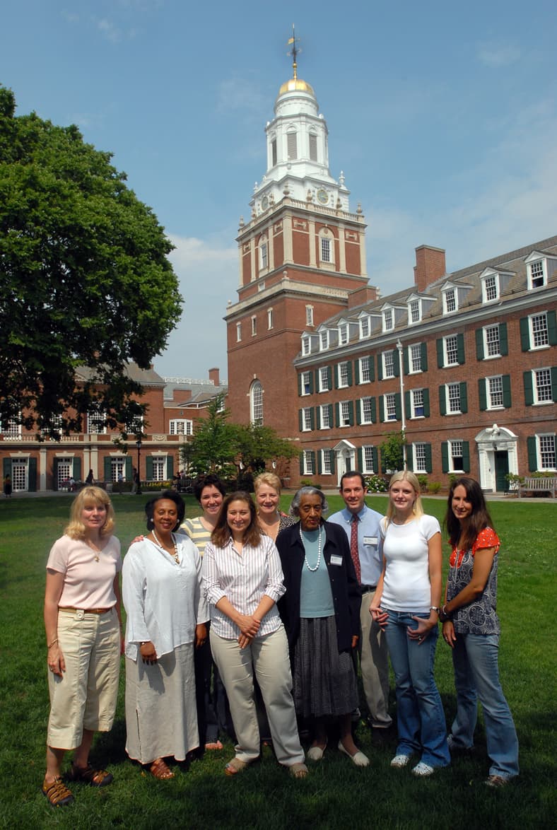 Pittsburgh Team at the Intensive Session, July 2007. (Left to right: National Fellows Janelle A. Price, Sheila Lorraine Carter-Jones, and Jessica Colbert; Karen Goldman, Associate Professor of Spanish and Cultural Studies, Chatham University; and National Fellow Patricia Marasco; director Helen S. Faison; National Fellows Eric James Laurenson, Paula Shaffer-Roche, and Kristen Kurzawski.)