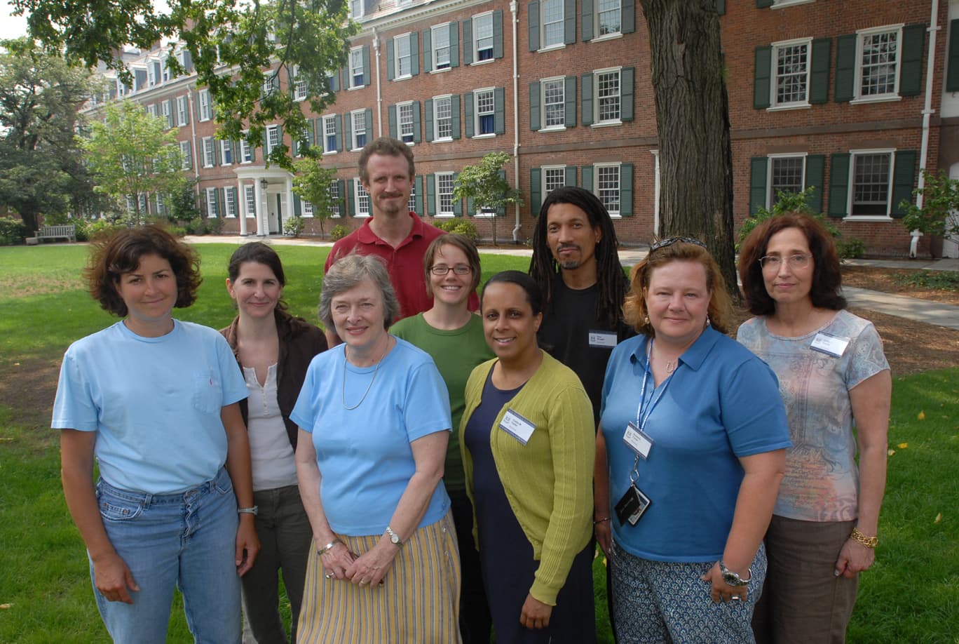 Richmond Team at the Intensive Session, July 2007. (Left to right: National Fellows Valerie Schwarz and Clary W. Carleton; Alexina R. Fagan, Writing Instructor, Virginia Commonwealth University; Lee A. Carleton, Assistant Director, Writing Center, University of Richmond; National Fellows Emily Betts, Yvette Moorehead Carter, Ram Bhagat, Kimberly Turner, and Cathy C. Kinzler.)