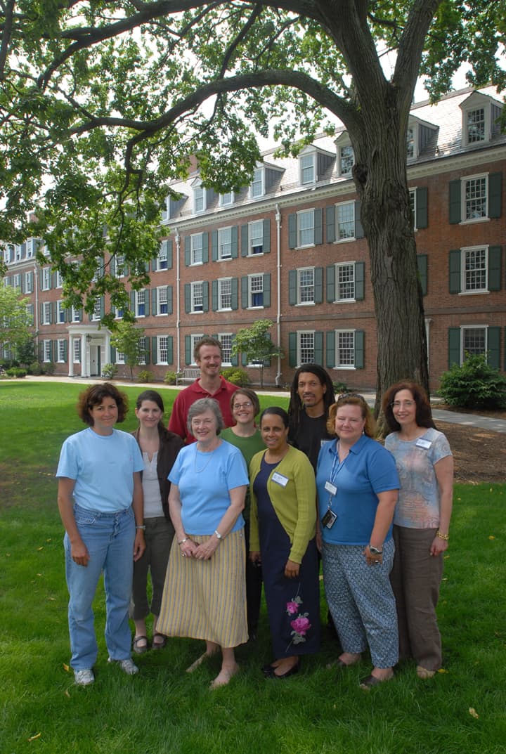Richmond Team at the Intensive Session, July 2007. (Left to right: National Fellows Valerie Schwarz and Clary W. Carleton; Alexina R. Fagan, Writing Instructor, Virginia Commonwealth University; Lee A. Carleton, Assistant Director, Writing Center, University of Richmond; National Fellows Emily Betts, Yvette Moorehead Carter, Ram Bhagat, Kimberly Turner, and Cathy C. Kinzler.)