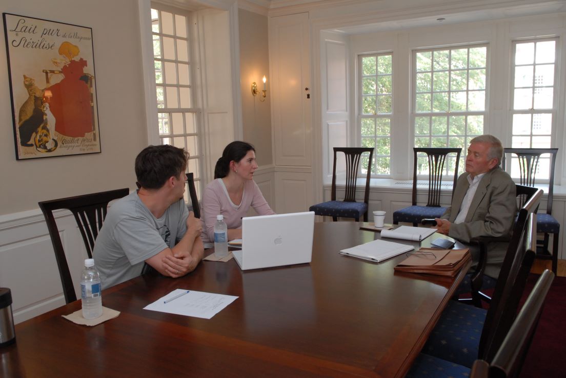 Richmond Team meeting at the Intensive Session, July 2006. (Left to right: National Fellows Cristian A. Koshock, Clary W. Carleton; and James R. Vivian, Director of the Yale National Initiative.)