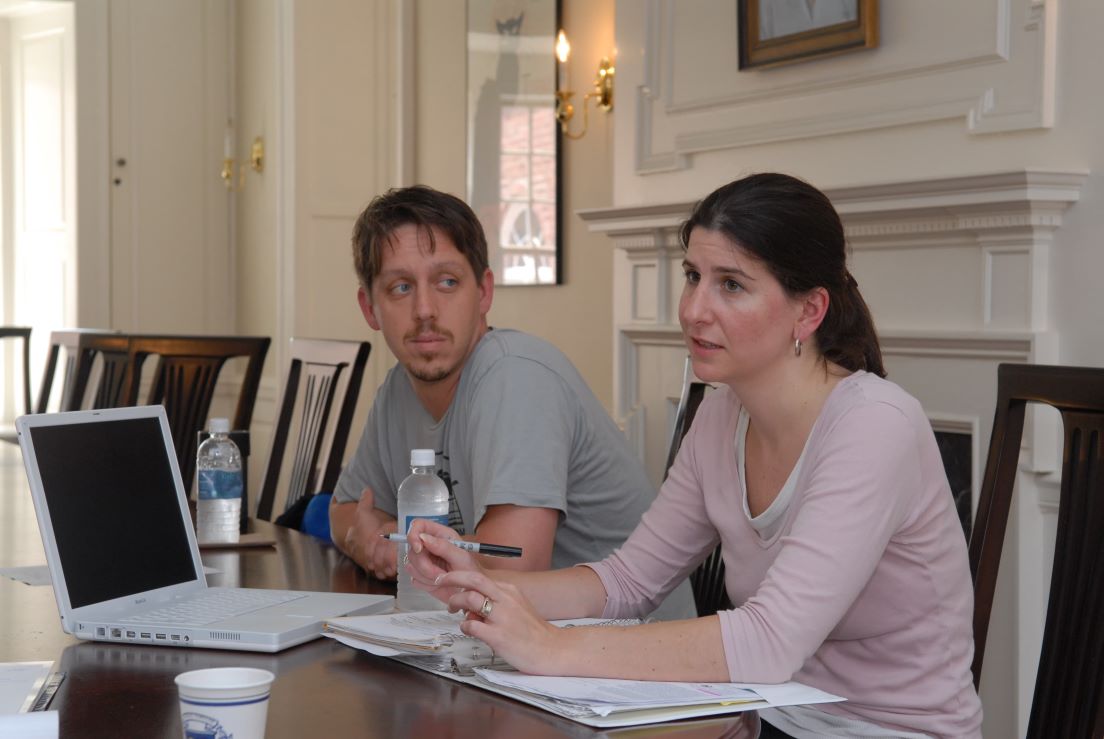 Richmond Team meeting at the Intensive Session, July 2006. (Left to right: National Fellows Cristian A. Koshock and Clary W. Carleton.)