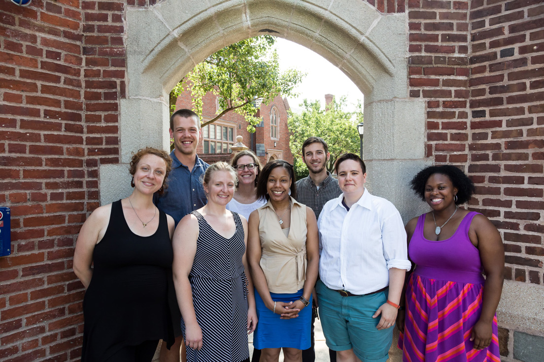 Chicago Team at the Intensive Session, July 2015. (From left to right: National Fellows Sarah A. Weidmann, Aaron Bingea, Sarah Schneider, Molly A. Myers, Nadra Ruff, Joshua Lerner, E. M. Miller, and Keisha Wheat.)