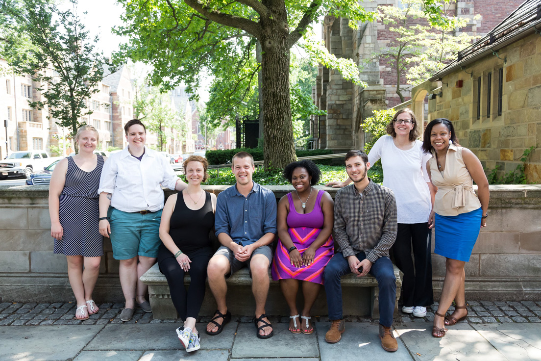 Chicago Team at the Intensive Session, July 2015. (From left to right: National Fellows Sarah Schneider, E. M. Miller, Sarah A. Weidmann, Aaron Bingea, Keisha Wheat, Joshua Lerner, Molly A. Myers and Nadra Ruff.)