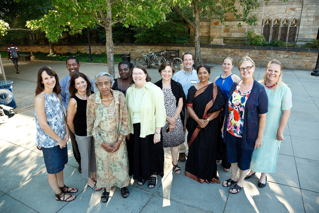 Pittsburgh Team at the Intensive Session, July 2010. (From left to right: National Fellow Kristen Kurzawski; Jean-Jacques Sene, Assistant Professor of History, Cultural Studies, and Conflict Studies, Chatham University; National Fellow Rosemary Schmitt; Helen S. Faison, Director, Pittsburgh Teachers Institute; National Fellow Stephanie L.Johnson; Charlotte E. Lott, Associate Professor of Economics, Chatham University; Karen S. Goldman, Associate Professor of Spanish and Cultural Studies, Chatham University; National Fellow Eric J. Laurenson; Prajna Parasher, Associate Professor of Film and Digital Technology, Chatham University; National Fellows Sonia Henze, Jane Fraser and Vivienne Fae Bartman-McClellan.)