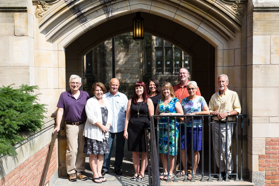 New Castle County Team at the Intensive Session, July 2014. (From left to right: Joel G. Best, Meredith Ostheimer, Raymond F. Theilacker, April Higgins, Barbara A. Prillaman, Kristen Leida, Eric W. Rise, Nancy Rudolph, and John A. Bartley.)