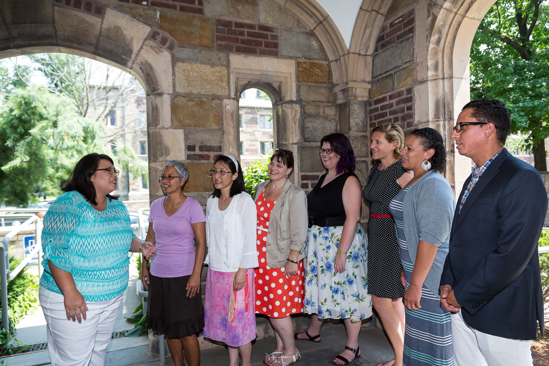 San José Team at the Intensive Session, July 2014. (From left to right: National Fellows Joe G. Lovato, Vanessa Vitug, Elizabeth A. Daniell, Jennifer L. Vermillion, Karin V. Foss, Marissa J. Brown, Julie So, and Ludy Aguada.)