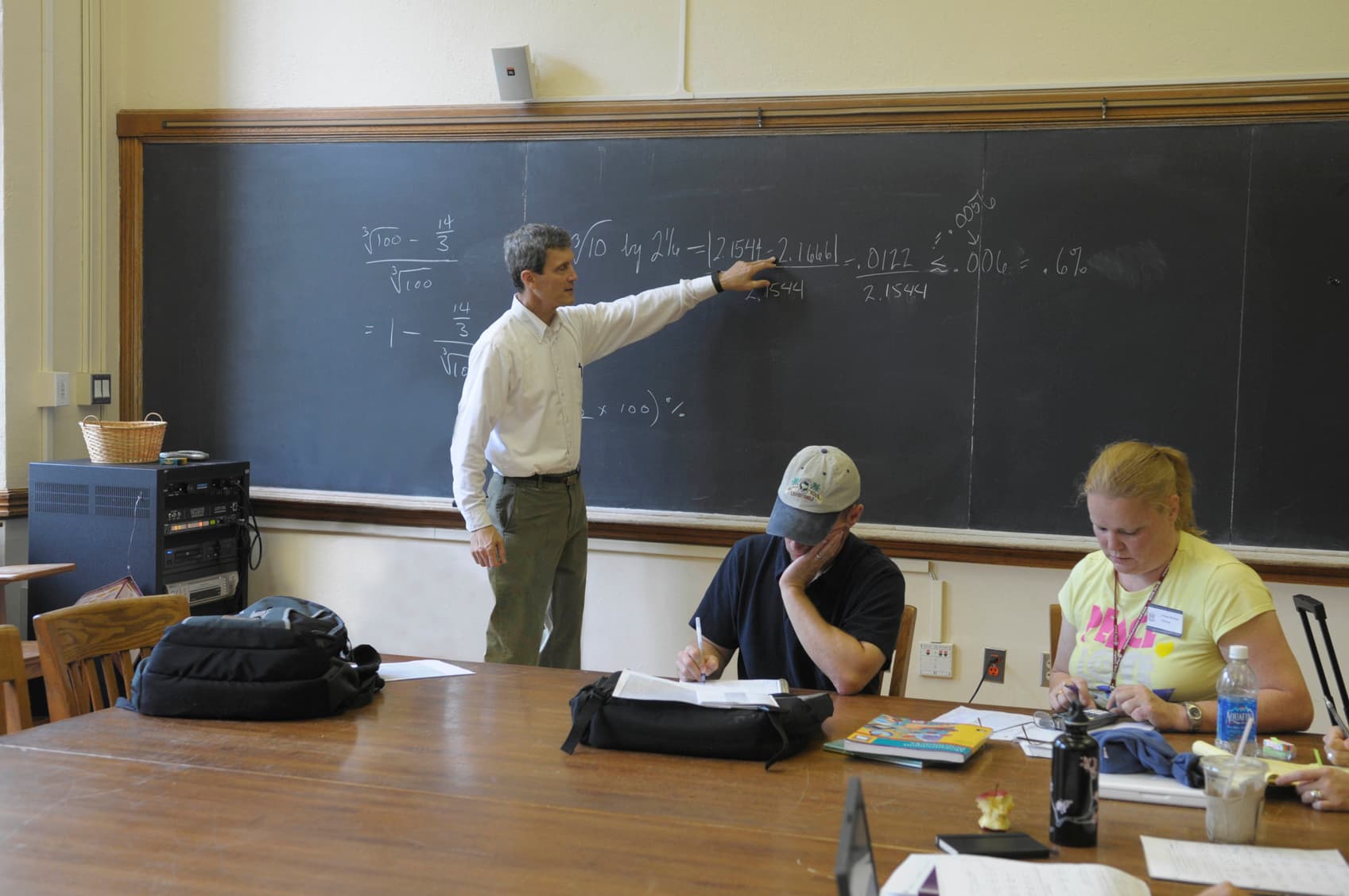 The national seminar on &quot;Estimation,&quot; July 2008. (Left to right: seminar leader Roger E. Howe; National Fellows Brian Patrick Bell, New Castle County, and Vivienne Fae Bartman, Pittsburgh.)