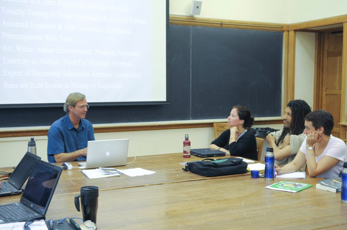 The national seminar on &quot;Urban Environmental Quality and Human Health: Conceiving a Sustainable Future,&quot; July 2008. (Left to right: seminar leader John P. Wargo; National Fellows Michell Carter, Atlanta; Ram Bhagat, Richmond; and Nancy Rudolph, New Castle County.)