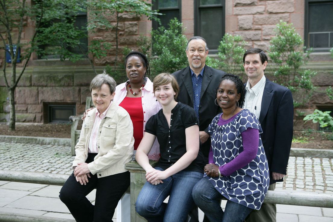 Philadelphia Team at the Intensive Session, July 2009. (Left to right: National Fellows Barbara M. Dowdall, Bonnee L. Breese and Kate I. Reber; Director Alan J. Lee; National Fellow Karen L. Brinkley; and Rogers M. Smith, Professor of Political Science, University of Pennsylvania.)