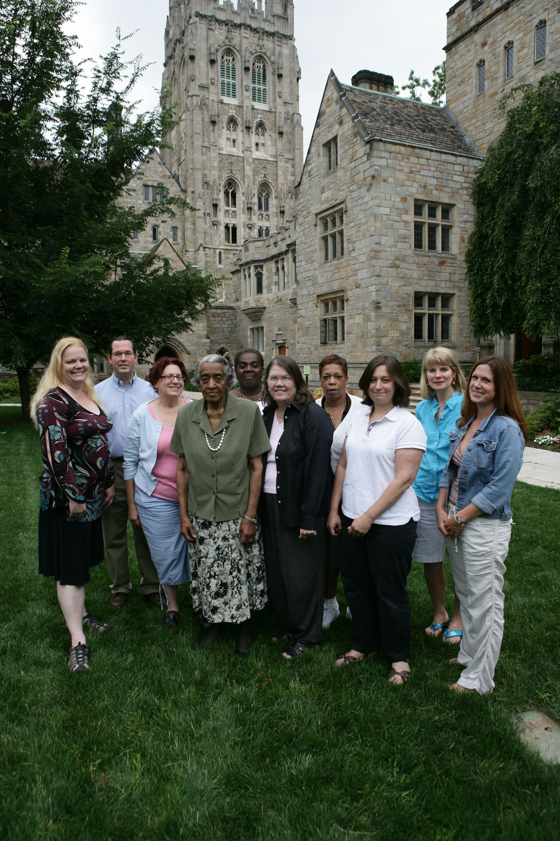 Pittsburgh Team at the Intensive Session, July 2009. (Left to right: National Fellows Vivienne F. Bartman, Eric J. Laurenson and Elouise E. White-Beck; Director Helen S. Faison; National Fellow Stephanie L. Johnson; Charlotte E. Lott, Associate Professor of Economics and Management, Chatham University; National Fellow Marlene Cabiness; Karen Goldman, Associate Professor of Spanish and Cultural Studies, Chatham University; National Fellows Janelle A. Price and Cheree M. Charmello.)