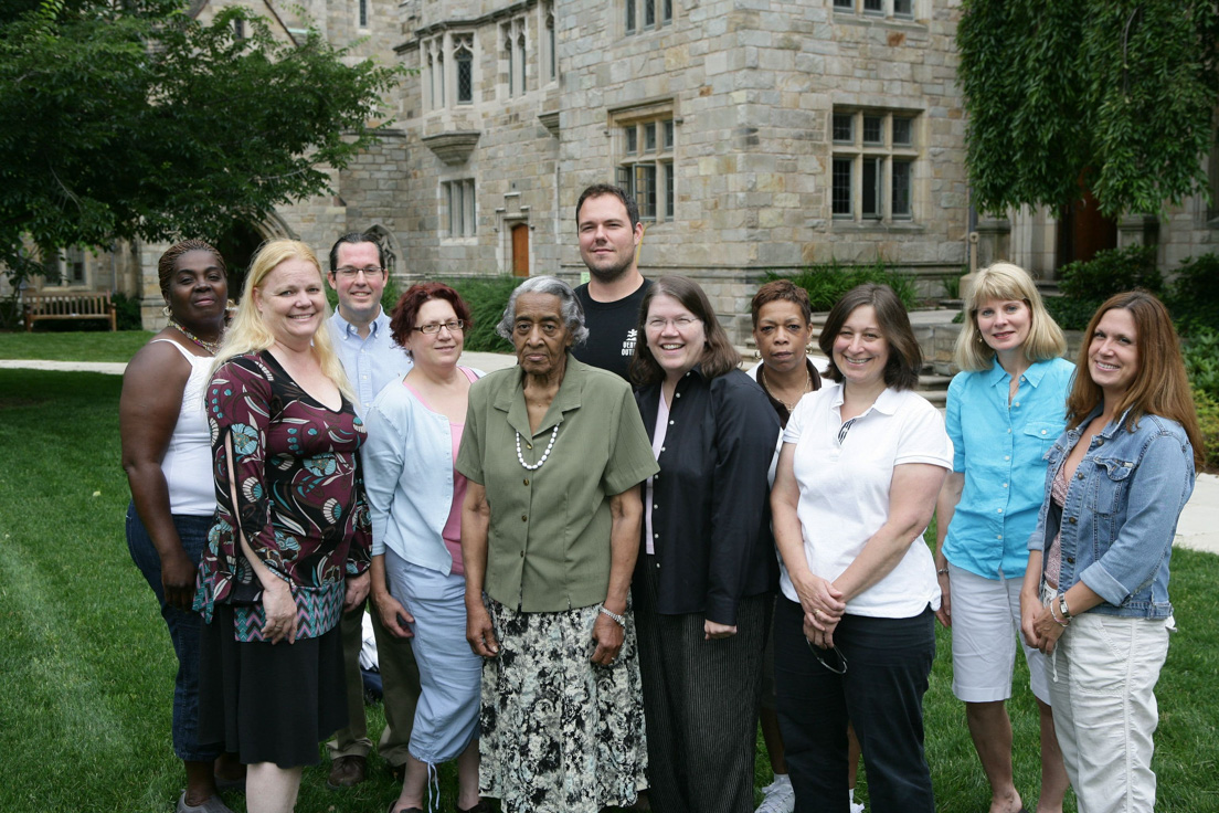 Pittsburgh Team at the Intensive Session, July 2009. (Left to right: National Fellows Stephanie L.Johnson, Vivienne F. Bartman, Eric J. Laurenson, and Elouise E. White-Beck; Director Helen S.  Faison; National Fellow Jonathan Fantazier; Charlotte E. Lott, Associate Professor of Economics and Management, Chatham University; National Fellow Marlene Cabiness; Karen Goldman, Associate Professor of Spanish and Cultural Studies, Chatham University; National Fellows Janelle A. Price and Cheree M .Charmello.)