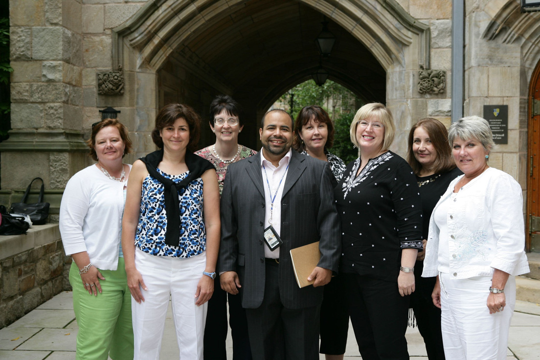 Richmond Team at the Intensive Session, July 2009. (Left to right: National Fellows Kimberly K. Turner and Valerie J. Schwarz; Patricia W.Cummins, Professor of French and of International Studies, Virginia Commonwealth University; National Fellows Rajendra K. Jaini, Patricia W. Kite, Holly K. Banning, Lynn Z. Pleveich and Shelley Freedman-Bailey.)