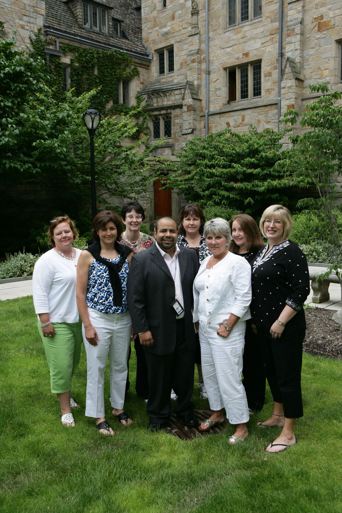 Richmond Team at the Intensive Session, July 2009. (Left to right: National Fellows Kimberly K. Turner and Valerie J. Schwarz; Patricia W. Cummins, Professor of French and of International Studies, Virginia Commonwealth University; National Fellows Rajendra K. Jaini, Patricia W. Kite, Shelley Freedman-Bailey, Lynn Z. Pleveich, and Holly K. Banning.)