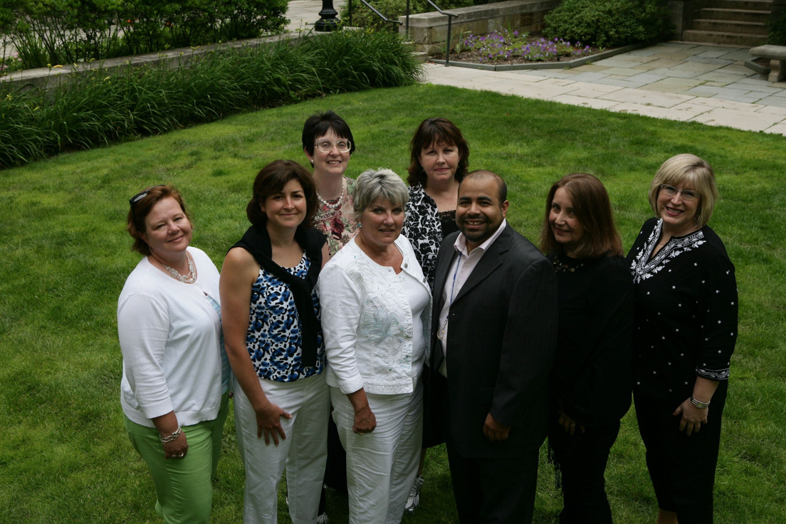 Richmond Team at the Intensive Session, July 2009. (Left to right: National Fellows Kimberly K. Turner and Valerie J. Schwarz; Patricia W. Cummins, Professor of French and of International Studies, Virginia Commonwealth University; National Fellows Shelley Freedman-Bailey, Patricia W. Kite, Rajendra K. Jaini, Lynn Z. Pleveich, and Holly K. Banning.)