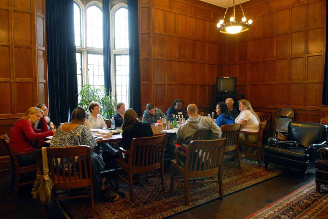 The national seminar on &quot;Children's Literature, Infancy to Early Adolescence,&quot; July 2006. (Left to right: National Fellows Karlene E. McGowen, Houston; Sarah B. Humphrey, Atlanta; Rita A. Sorrentino, Philadelphia; Alison B. Kennedy and Sara E. Thomas, New Haven; Jurline Tarver Franklin, Houston; seminar leader Paul H. Fry; National Fellows Katrina Graham Short and Isabel Guerrero Carter, Jacksonville; Thomas J. Vari, Wilmington; Nancy Ann Wasser, Santa Fe; and Lorena Amos, Pittsburgh.)