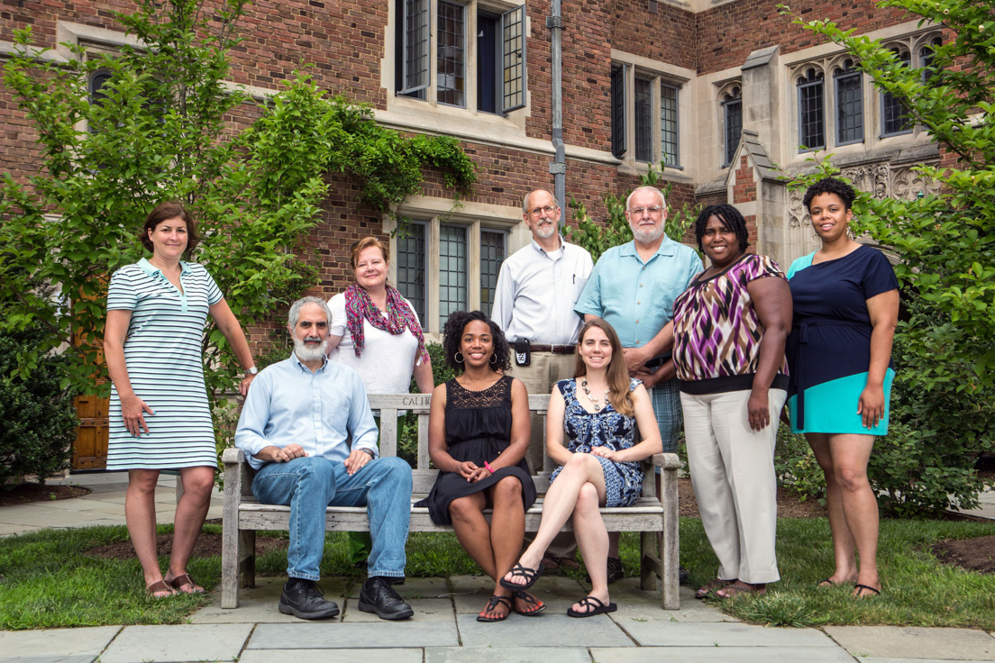 Richmond Team at the Intensive Session, July 2013. (From left to right: National Fellow Valerie J. Schwarz; Eugene Mills, Professor of Philosophy, Virginia Commonwealth University; National Fellows Kimberly K. Towne and Taylor Davis; Planning Director Fred P. Orelove; National Fellow Christen Schumacher; J. Clifford Fox, Associate Professor of Environmental Studies, Virginia Commonwealth University; National Fellows Kenya Lawrence and Whitney J. Davis.)