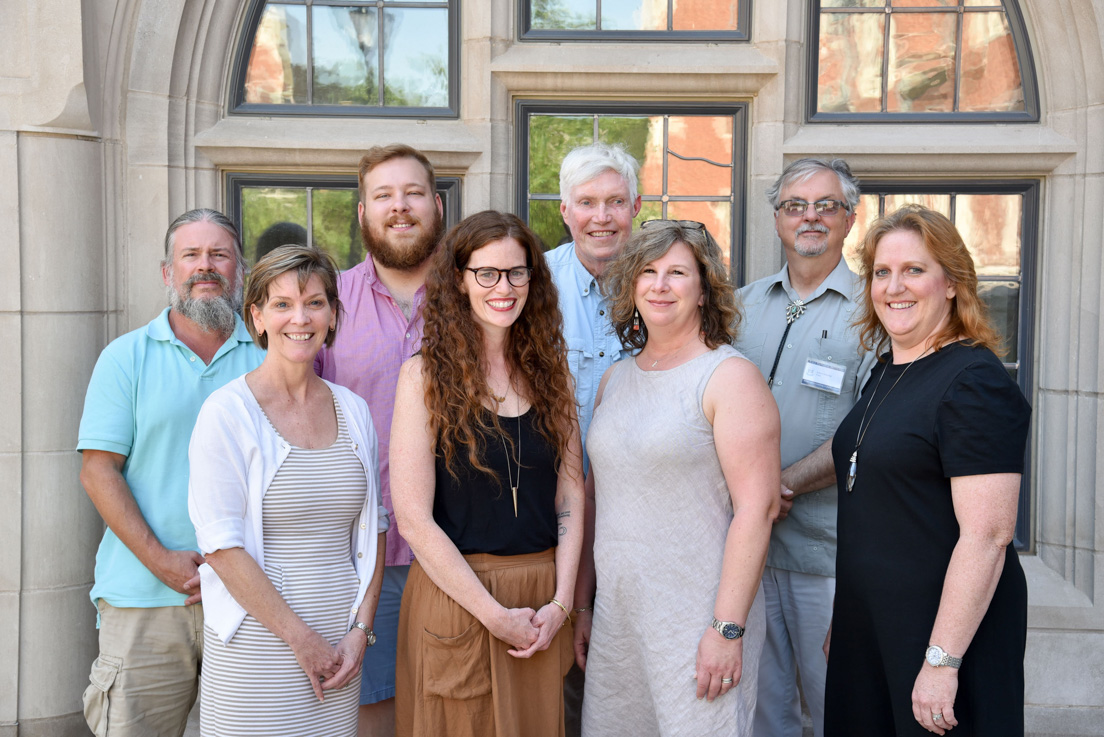 Tulsa Team at the Intensive Session, July 2018. (From left to right: Robert J. Sheaff, Associate Professor of Chemistry and Biochemistry, The University of Tulsa; Avonna Swartz, Director, Teachers Institute for Tulsa; National Fellows Thomas Teague and Tara Waugh; Robert Howard, Professor Emeritus of Chemistry, The University of Tulsa; National Fellow Krista B. Waldron; Robert Pickering, Professor of Anthropology, The University of Tulsa; National Fellow Lynnette Shouse.)