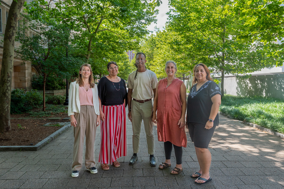 Philadelphia Team at the Intensive Session, July 2024. (From left to right: National Fellows Chloe Glynn, Danina Garcia, Tyriese Holloway, Anna Herman, and Alima Saffell McKnight.)