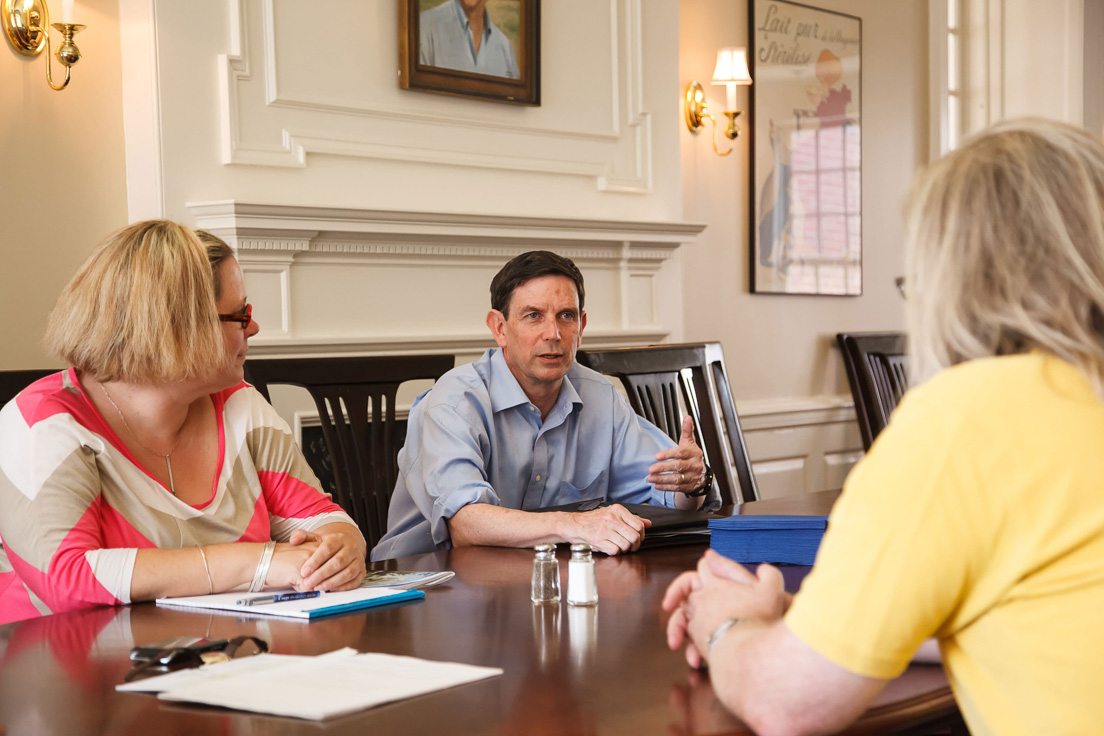 National University Advisory Council meeting, July 2012. (From left to right: Ann M. Fox, Professor of English, Davidson College; Rogers M. Smith, Professor of Political Science, University of Pennsylvania; and W. Mark Saltzman, Professor of Chemical and Biomedical Engineering, Yale University.)