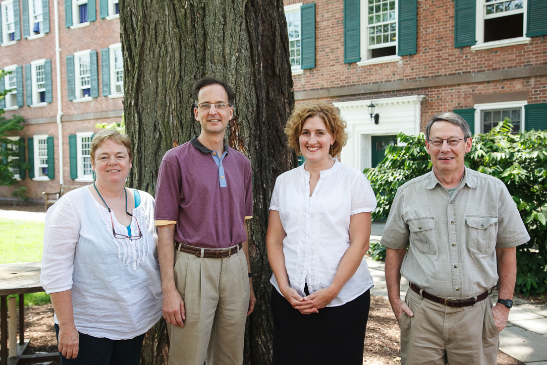 Richmond Team at the Intensive Session, July 2012. (From left to right: Deirdre M. Condit, Associate Professor of Political Science; Timothy N. Thurber, Associate Professor of History; Karen A. Rader, Associate Professor of History; and Richard A. Fine, Professor of English, Virginia Commonwealth University.)