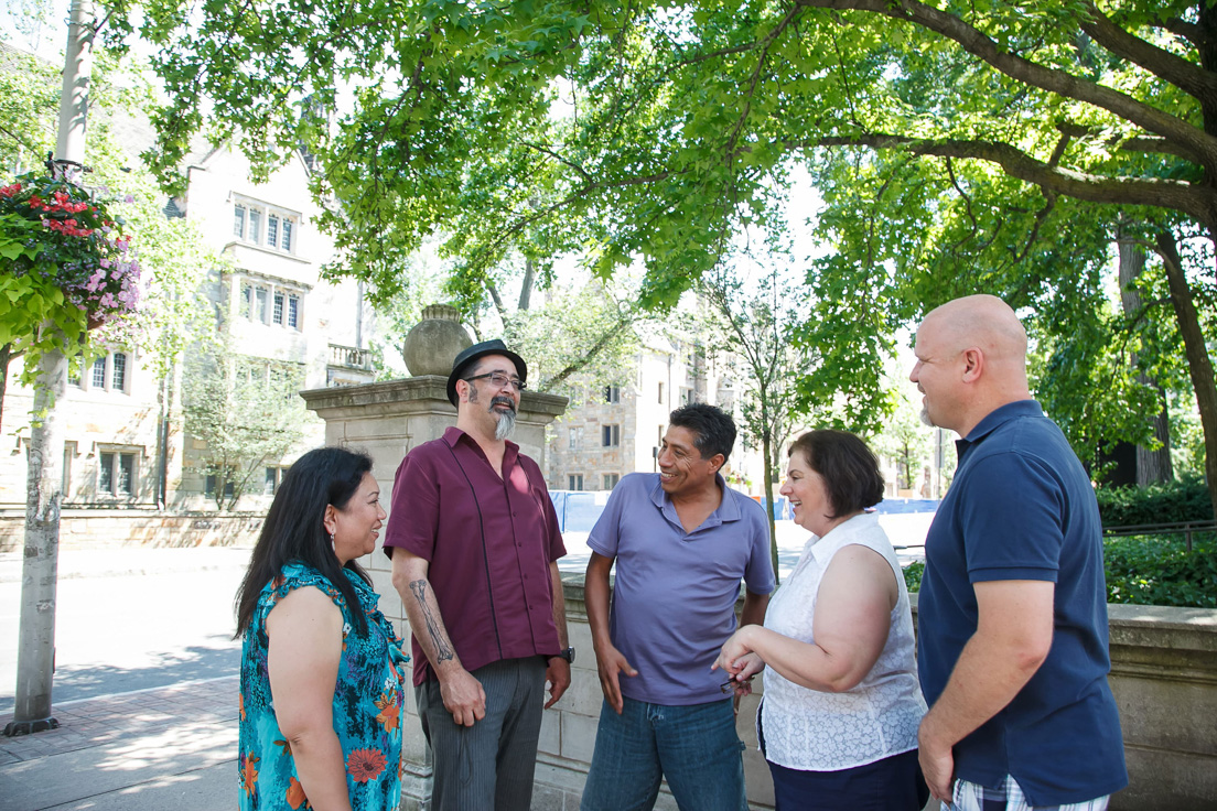 San Mateo County Team at the Intensive Session, July 2012. (From left to right: National Fellows Marlene Gutierrez, Mark Beshirs, Luis Magallanes, Jane Gerughty, and Jeffry Weathers.)