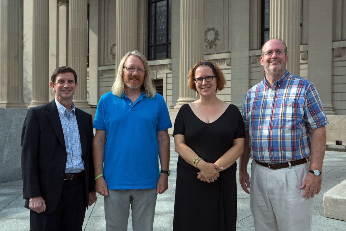 National University Advisory Council, July 2013. (From left to right: Rogers M. Smith, Professor of Political Science, University of Pennsylvania; W. Mark Saltzman, Professor of Chemical and Biomedical Engineering, Yale University; Ann M. Fox, Professor of English, Davidson College; and Eric W. Rise, Associate Professor of Sociology and Criminal Justice, University of Delaware.)