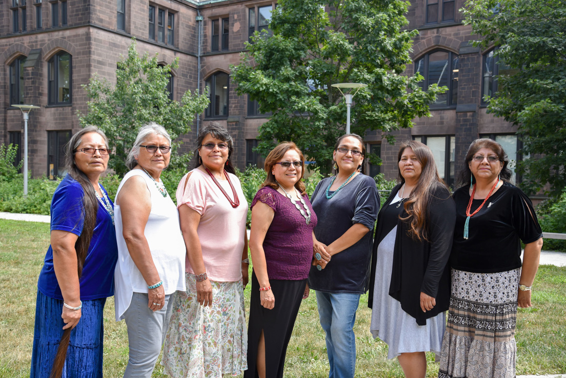 Diné Nation and Arizona Team at the Intensive Session, July 2018. (From left to right: Jolene Smith, Ella Earl, Priscilla Black, Irene Jones, Desiree Denny, Elizabeth Isaac, and Marnita Chischilly.)