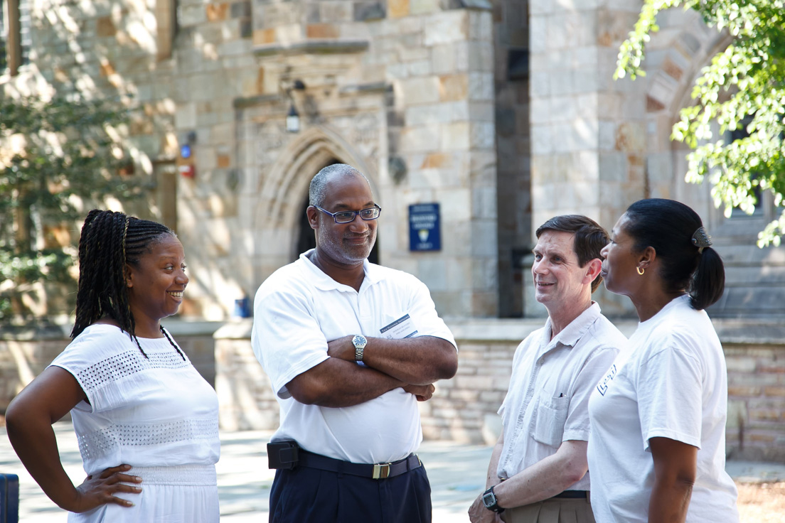 Philadelphia Team at the Intensive Session, July 2011. (Left to right:
National Fellow Stacia D. Parker; Herman Beavers, Associate
Professor of English, University of Pennsylvania; Rogers M. Smith,
Professor of Political Science, University of Pennsylvania; and
National Fellow Deborah Smithey.)