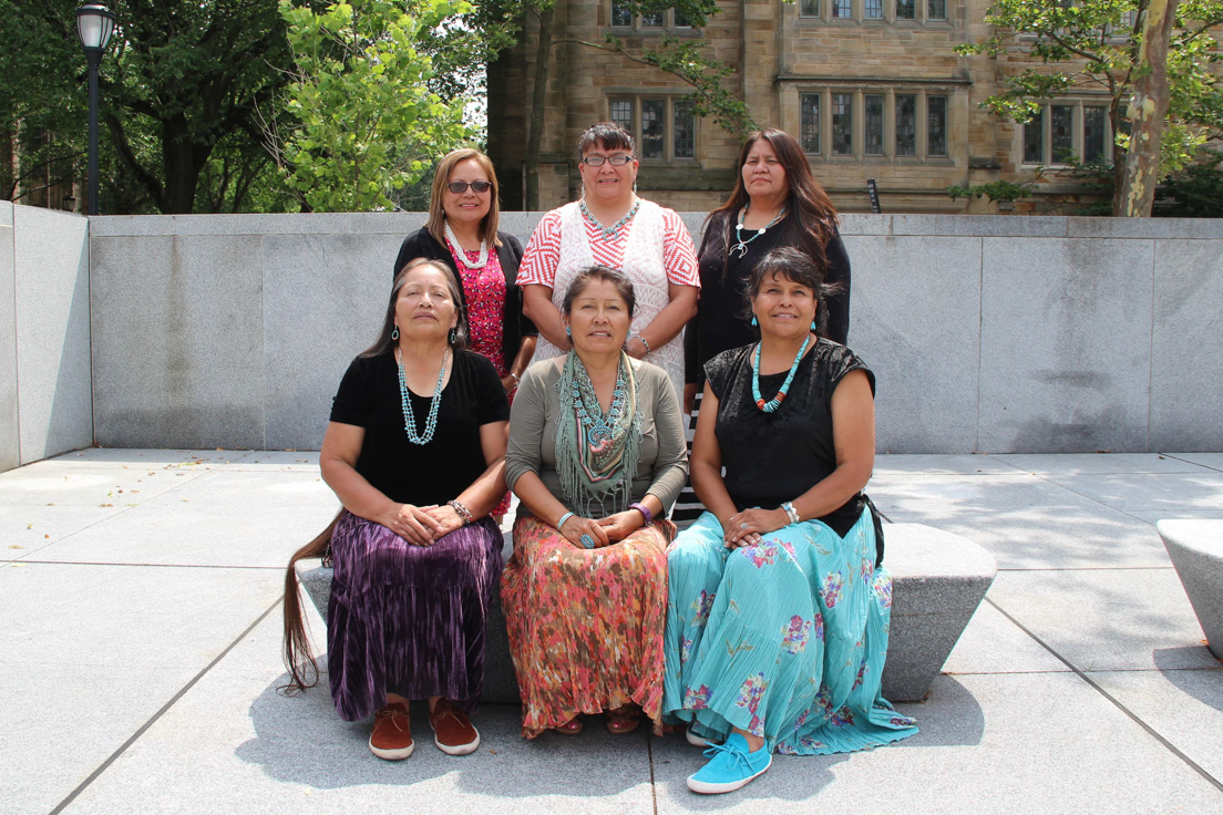 Diné Nation Team at the Intensive Session, July 2017. (Clockwise from top left: National Fellows Irene Jones, Joyce Tsinijinnie, Elizabeth Isaac, Priscilla Black, Shirley Paulson, and Jolene Smith.)