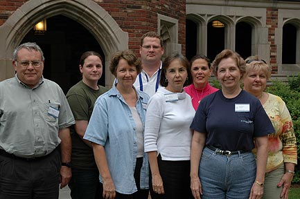 Jacksonville Team at the Intensive Session, July 2005. (Left to right: National Fellows Michael William Vasileff, Yvonne Couture Spinner, Mary Carol Moran, Charles Bradley Avery, Kinta C. Flemming, Jayme Holaway-Hicks, Barbara Crews Burton, and Donna H. Sussman.)