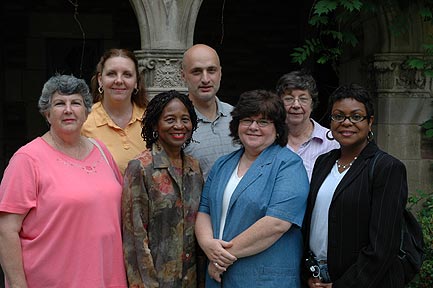 Houston Team at the Intensive Session, July 2005. (Left to right: National Fellows Janet Ruth Purvis, Karlene Elizabeth McGowen, Mary J. Jefferson, Daniel Joseph Addis, Mayra Muller-Schmidt, Mary Ann T. Natunewicz, and Monica Jones Jackson.)