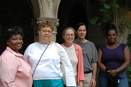 Pittsburgh Team at the Intensive Session, July 2005. (Left to right: National Fellows Patricia Yvonne Gordon, Carol M. Petett, Lynn W. Marsico, Eric James Laurenson, and Stephanie L. Johnson.)