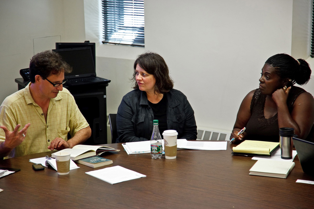 The national seminar on "Creating Lives: An Introduction to Biography," July 2010. (From left to right: seminar leader Langdon L. Hammer; National Fellows Barbara Prillaman, New Castle County; and Stephanie Johnson, Pittsburgh.)