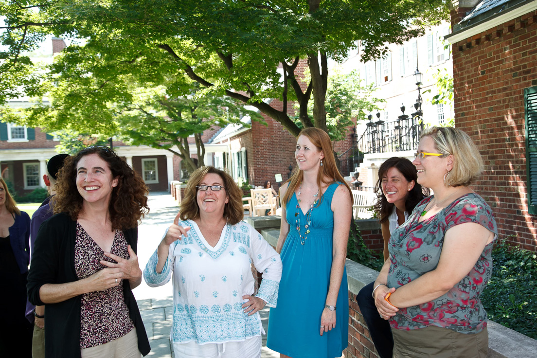 Charlotte Team at the Intensive Session, July 2011. (Left to right:
Joanne M. Robinson, Associate Professor of Religious Studies,
University of North Carolina at Charlotte; National Fellows Barbara
B. Wesselman, Torrieann M. Dooley, Elizabeth R. Lasure; and Ann
M. Fox, Associate Professor of English, Davidson College.)