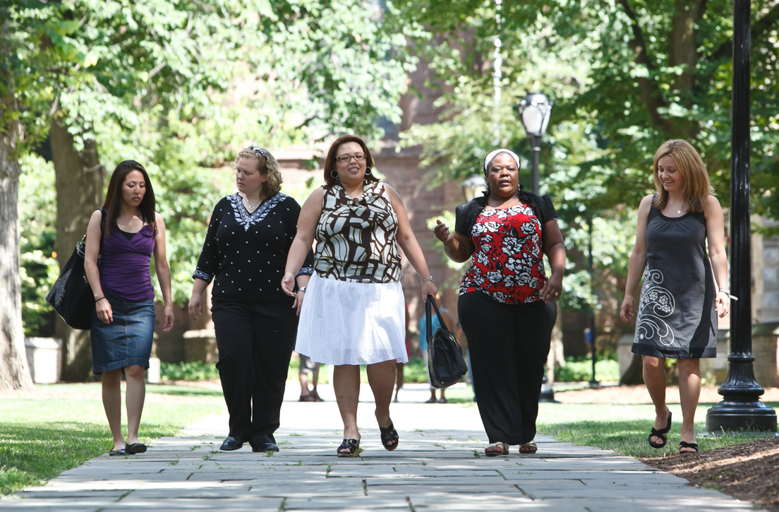 National Fellows at the Intensive Session, July 2011. (Left to right:
Lori Hiura, San Jos?; Amanda J. Hatcher, DeKalb County;
Vanessa Vitug, San Jos?; Denise D. Hall, DeKalb County; and
Aimee MacSween, San Jos?.)