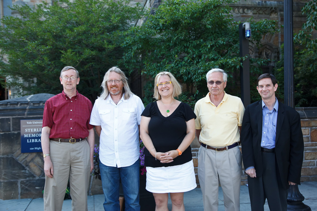 National University Advisory Council at the Intensive Session, July 2011.
(Left to right: Thomas M. Leitch, New Castle County; W. Mark Saltzman,
New Haven; Ann M. Fox, Charlotte; Paul H. Fry, New Haven; and
Rogers M. Smith, Philadelphia.)